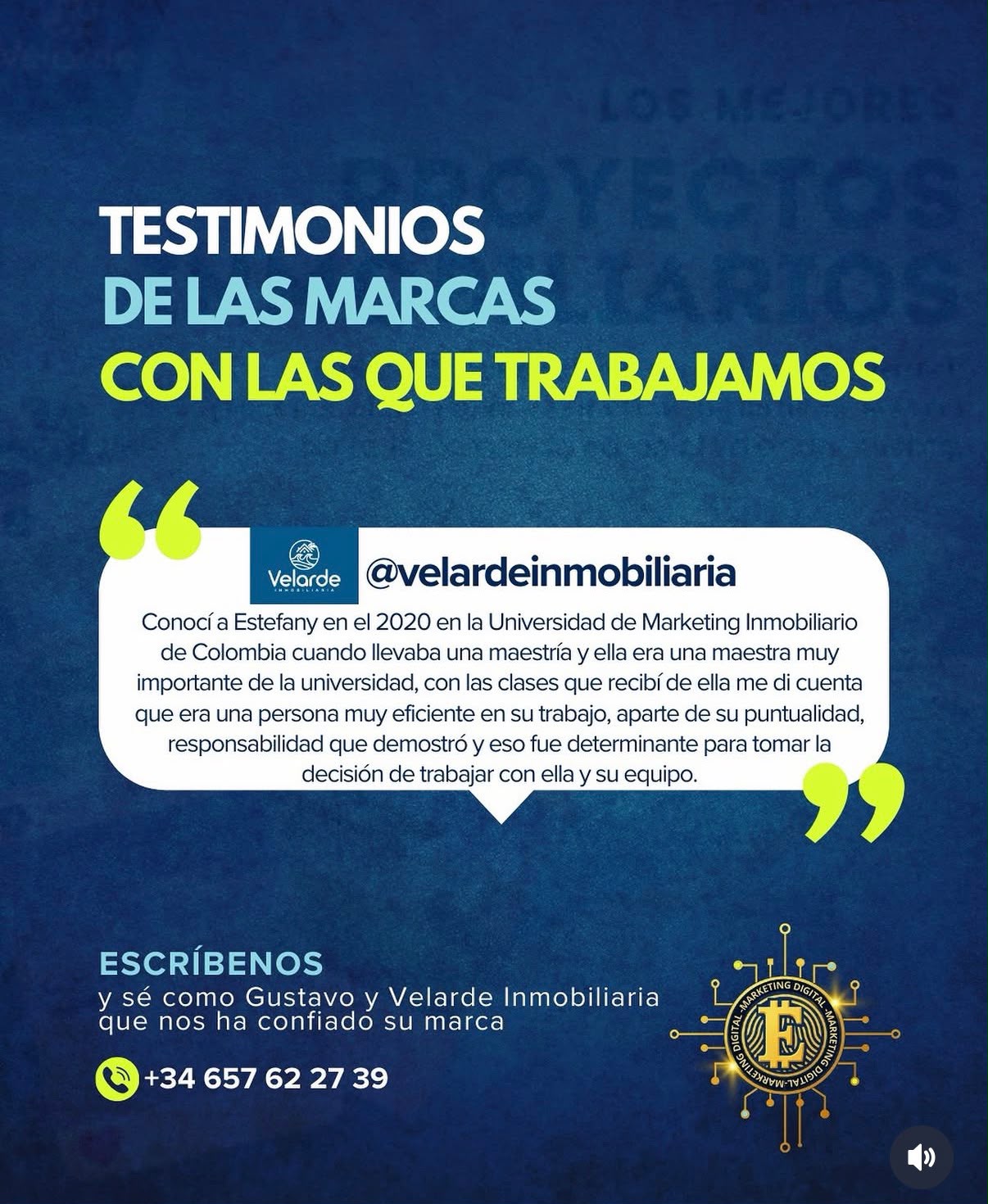 Testimonio de Velarde Inmobiliaria (@velardeinmobiliaria)